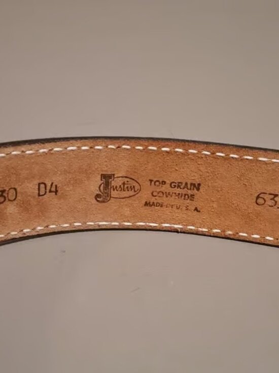 Justin Womens Tan Leather Belt With Tony Llama Leather Horse Belt Buckle Size 30